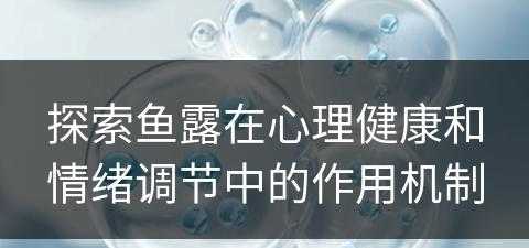 探索鱼露在心理健康和情绪调节中的作用机制